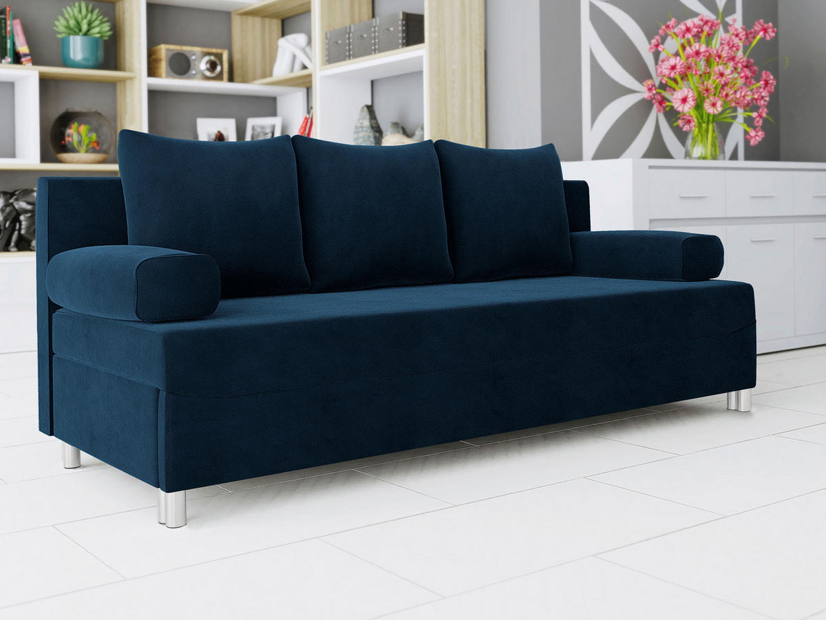 SCHLAFSOFA Dover - Chromfarben/Blau, Holz/Kunststoff (192/86/80cm) - MIRJAN24