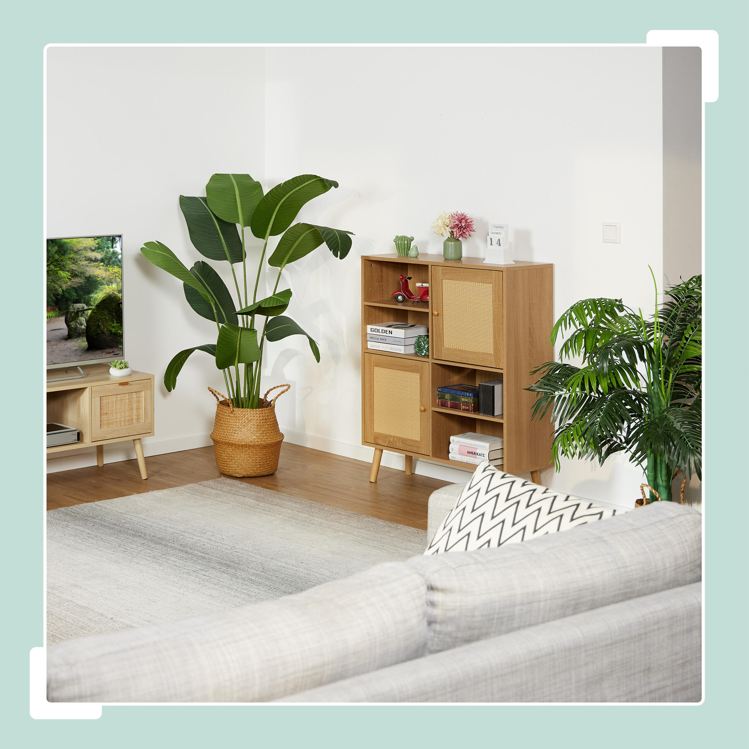 SIDEBOARD - Hellbraun, Holz/Holzwerkstoff (80/97/29cm) - Relaxdays