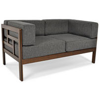 GARTENSOFA Eden Graphit, mit Braun Gestell, Zweisitzer Sofa - Graphitfarben/Braun, Holzwerkstoff (137/72/77cm) - Bettso