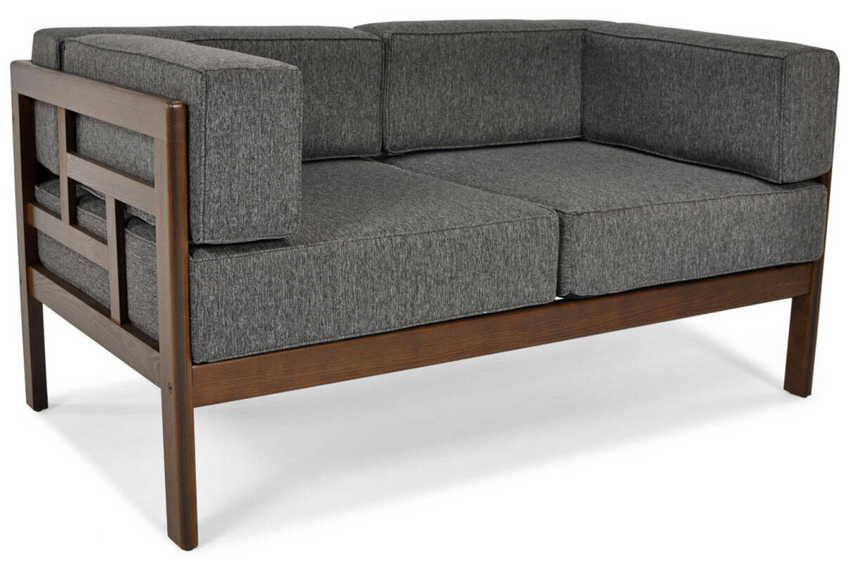 GARTENSOFA Eden Graphit, mit Braun Gestell, Zweisitzer Sofa - Graphitfarben/Braun, Holzwerkstoff (137/72/77cm) - Bettso