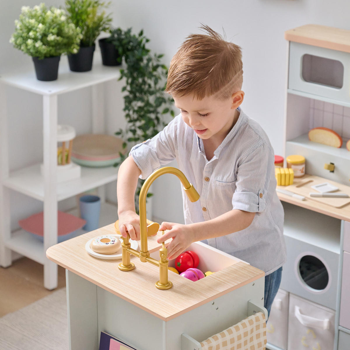 KINDERKUCHE 3-teilige modulare Holz, 89cm, Grun - Grün, Holzwerkstoff (142/28/89cm) - Teamson Kids