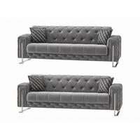 SITZGARNITUR Shimla, Grau Stellvariante 3+3 - Grau, Holzwerkstoff/Metall (220/80/100cm)