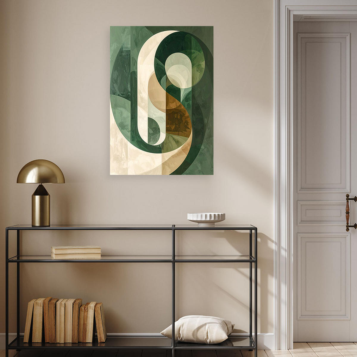 WANDBILD, Moderne Abstraktion mit grünen Kreisen und Bögen - Grün, Textil (60/90cm) - Feeby