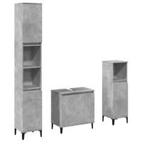 BADMÖBEL-SET 3-TLG. Betongrau Holzwerkstoff - Grau, Holzwerkstoff (30/190/30cm) - vidaXL