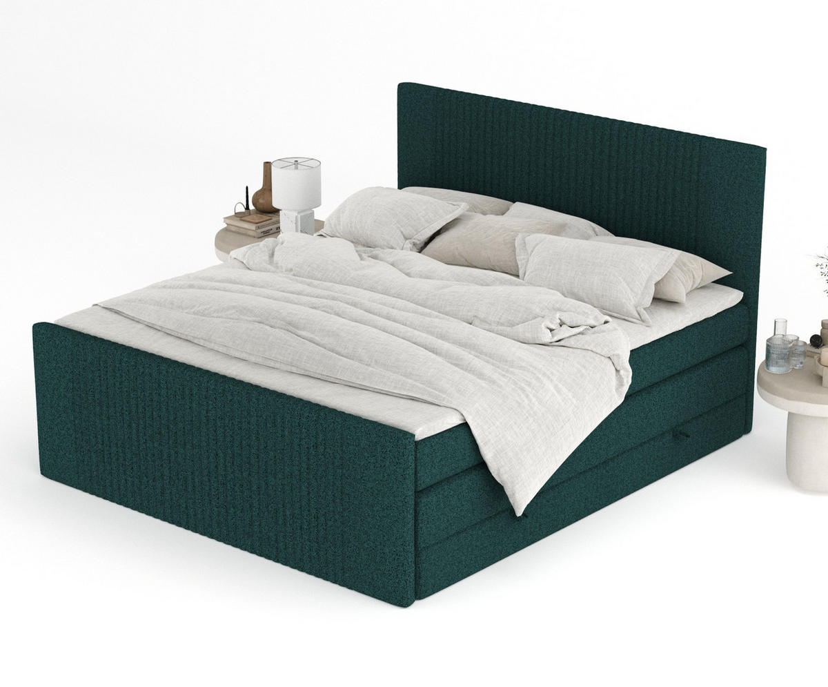 BOXSPRINGBETT Bergamo Grün 160/200 cm - Schwarz/Grün, Holz/Holzwerkstoff (160/200cm) - Maison de Reve