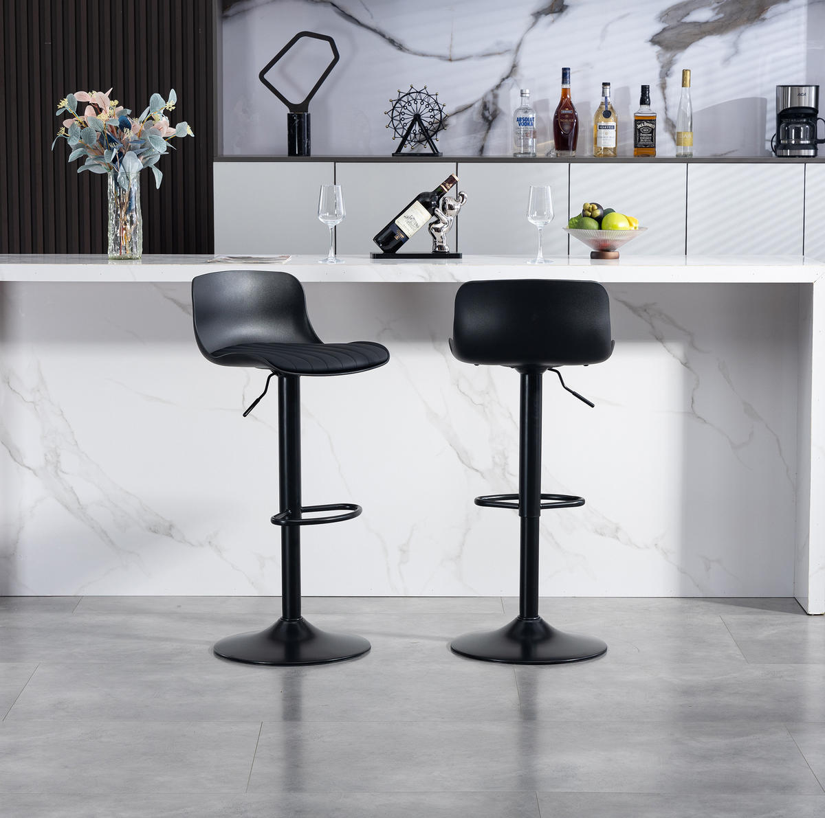 BARHOCKER Schwarz höhenverstellbar mit 360°-Drehfunktion - Schwarz, Metall (44/80/43cm) - MIVRAY