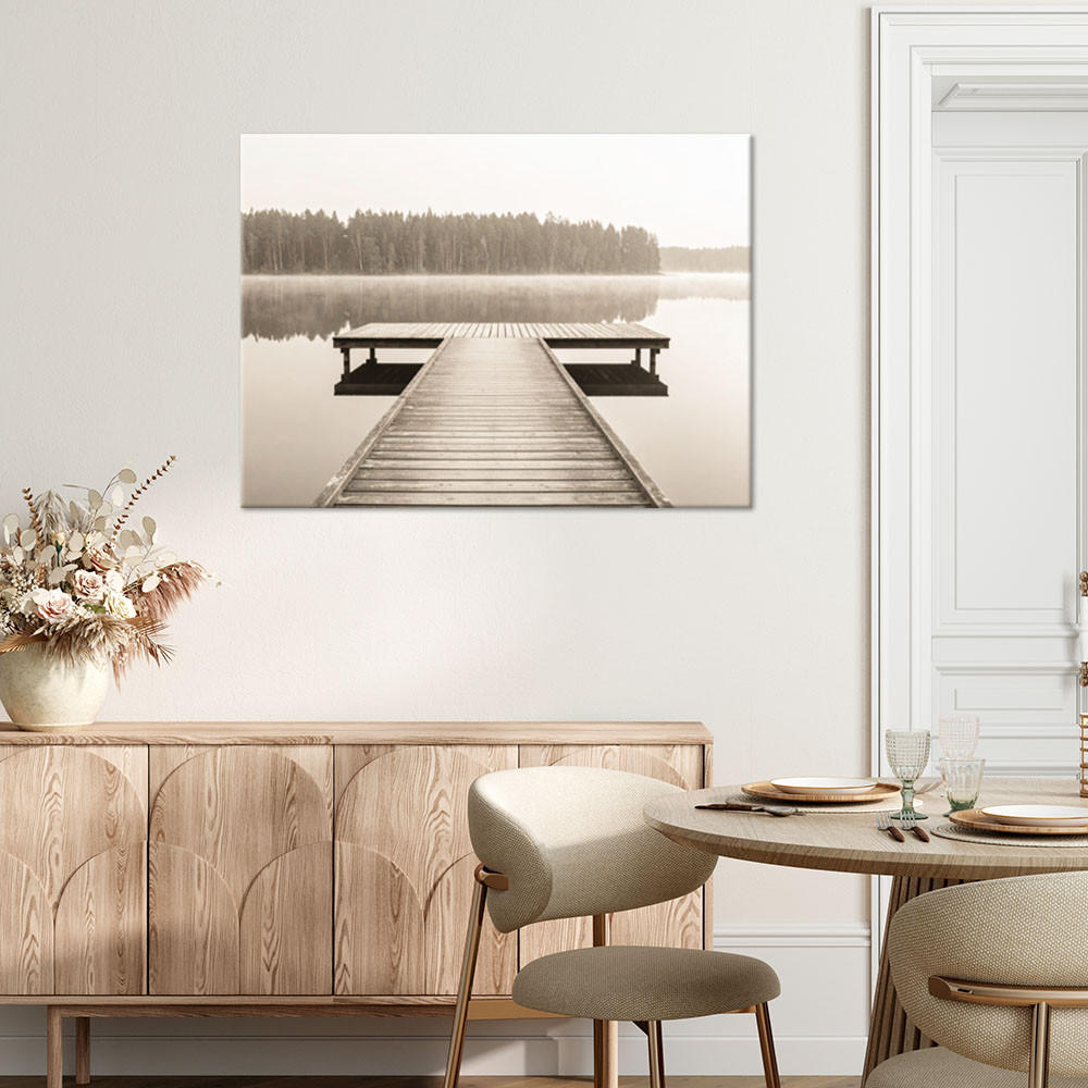 LEINWANDBILD Pier See Landschaft Natur 100x70cm - Beige, Textil (100/70cm) - Feeby