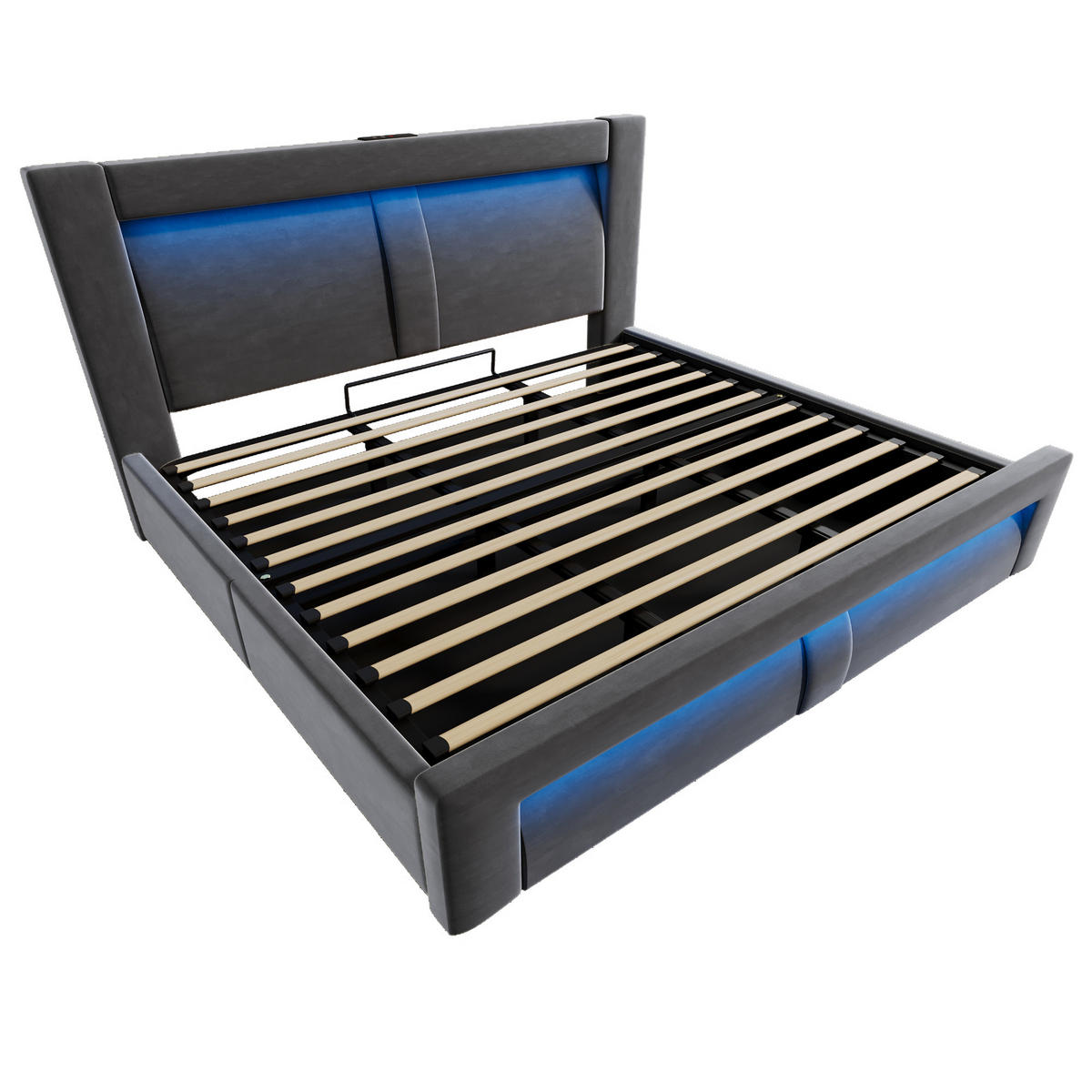 POSTEL 180x200 cm, šedý samet - šedá, textil (180/200cm) - Urban Meuble