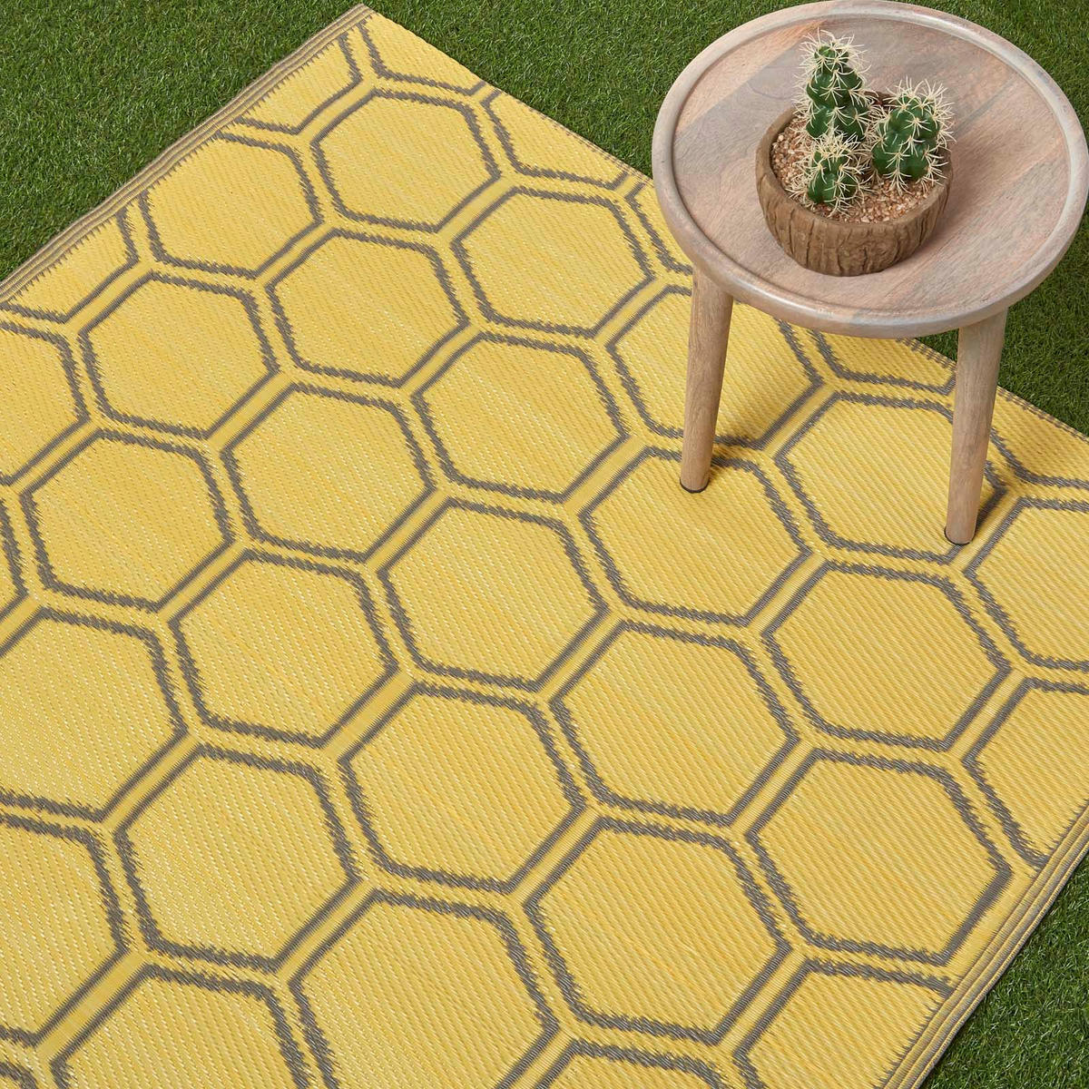 OUTDOORTEPPICH Wabenmuster 122/182 cm - Gelb, Kunststoff (122/182cm) - Homescapes
