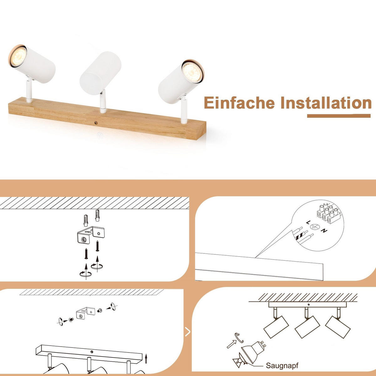 WANDLEUCHTE Rectifier 41/10.5/14.3 cm - Weiß, Metall (10.5/14.3/41cm) - ZMH