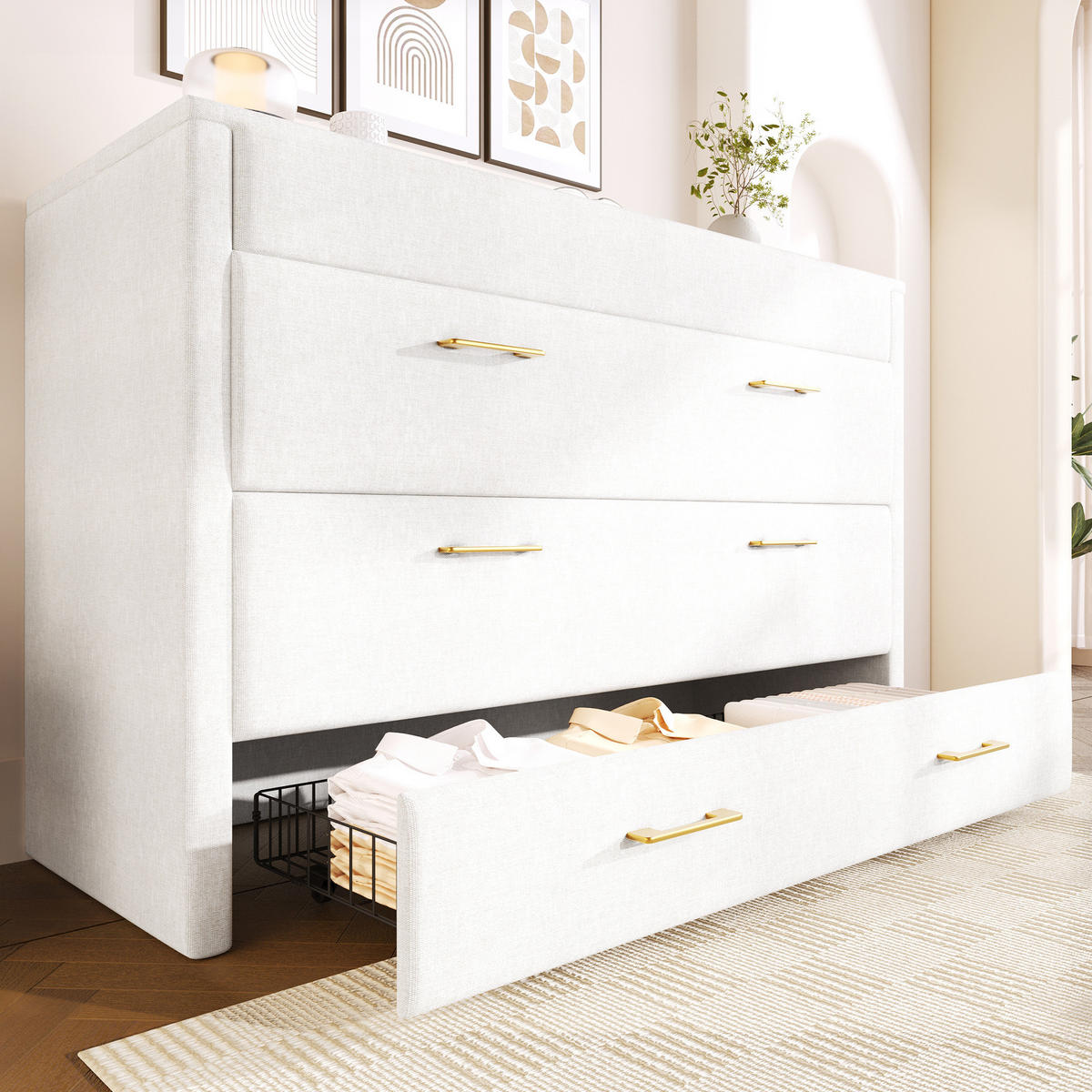 BETT 140/200 cm mit Kopfteil und Schublade – mobiles Schrankbett in Beige - Beige, Textil (140/200cm) - BEAOK