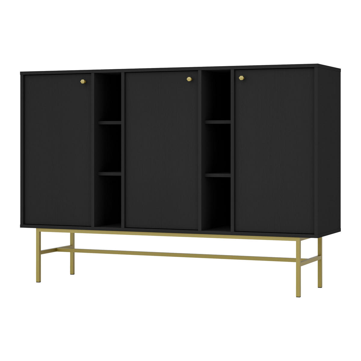 SIDEBOARD TORINO 158/108/41 cm mit 3 Türen Graphitfarben - Graphitfarben, Holzwerkstoff (158/108/41cm) - MASSENO