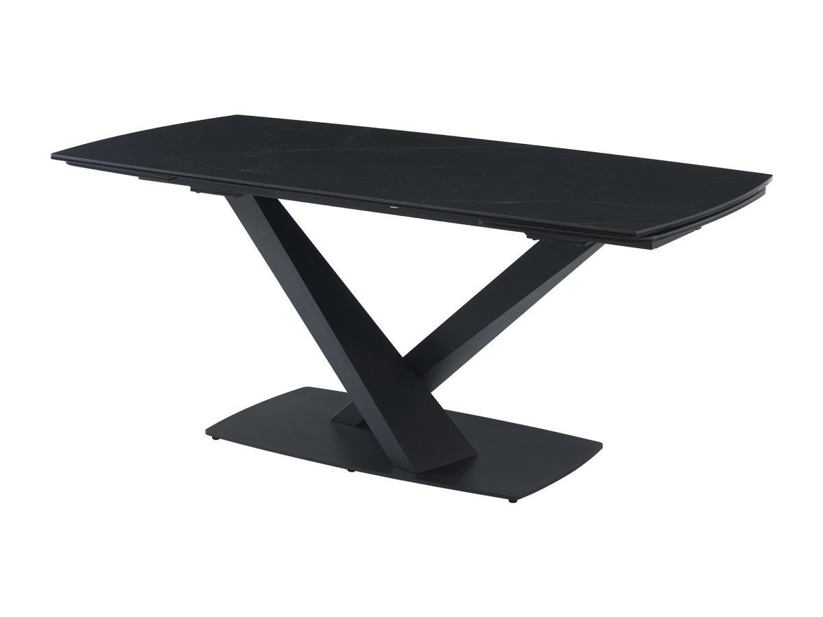 ESSTISCH ausziehbar - 6 bis 10 Personen - Sicherheitsglas, Keramik & Metall - Marmor-Optik Schwarz - MALATA - Schwarz, Glas (260/90/76cm) - Vente-Unique