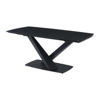 ESSTISCH ausziehbar - 6 bis 10 Personen - Sicherheitsglas, Keramik & Metall - Marmor-Optik Schwarz - MALATA - Schwarz, Glas (260/90/76cm) - Vente-Unique