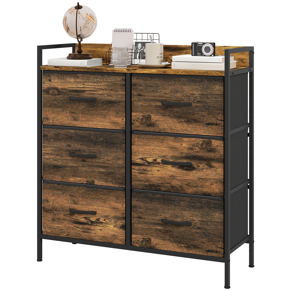 KOMMODE Mahagonifarben und Schwarz 79/29/85 cm - Wildeiche, Metall (79/85/29cm) - PANGIVO