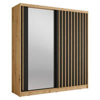 SCHIEBETÜRENSCHRANK ALUNA 11 - 205/215/62 cm 2-Türig Artsian Oak/Grau Graphite - Eiche Artisan/Grau, Holz/Holzwerkstoff (205/215/62cm)