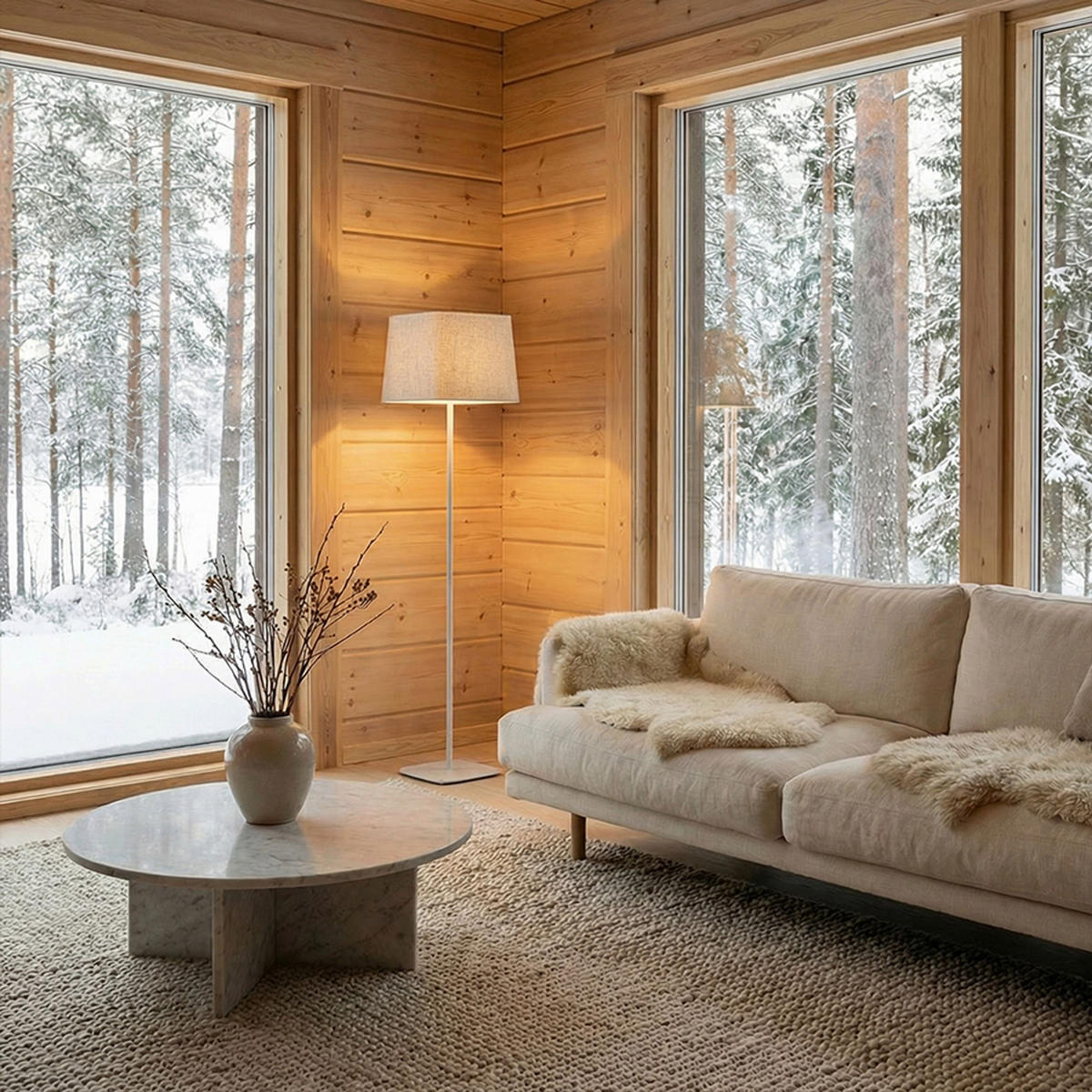 STEHLEUCHTE PERTH beige/weiß 15 W - Weiß, Metall (37/37/155cm) - Rendl