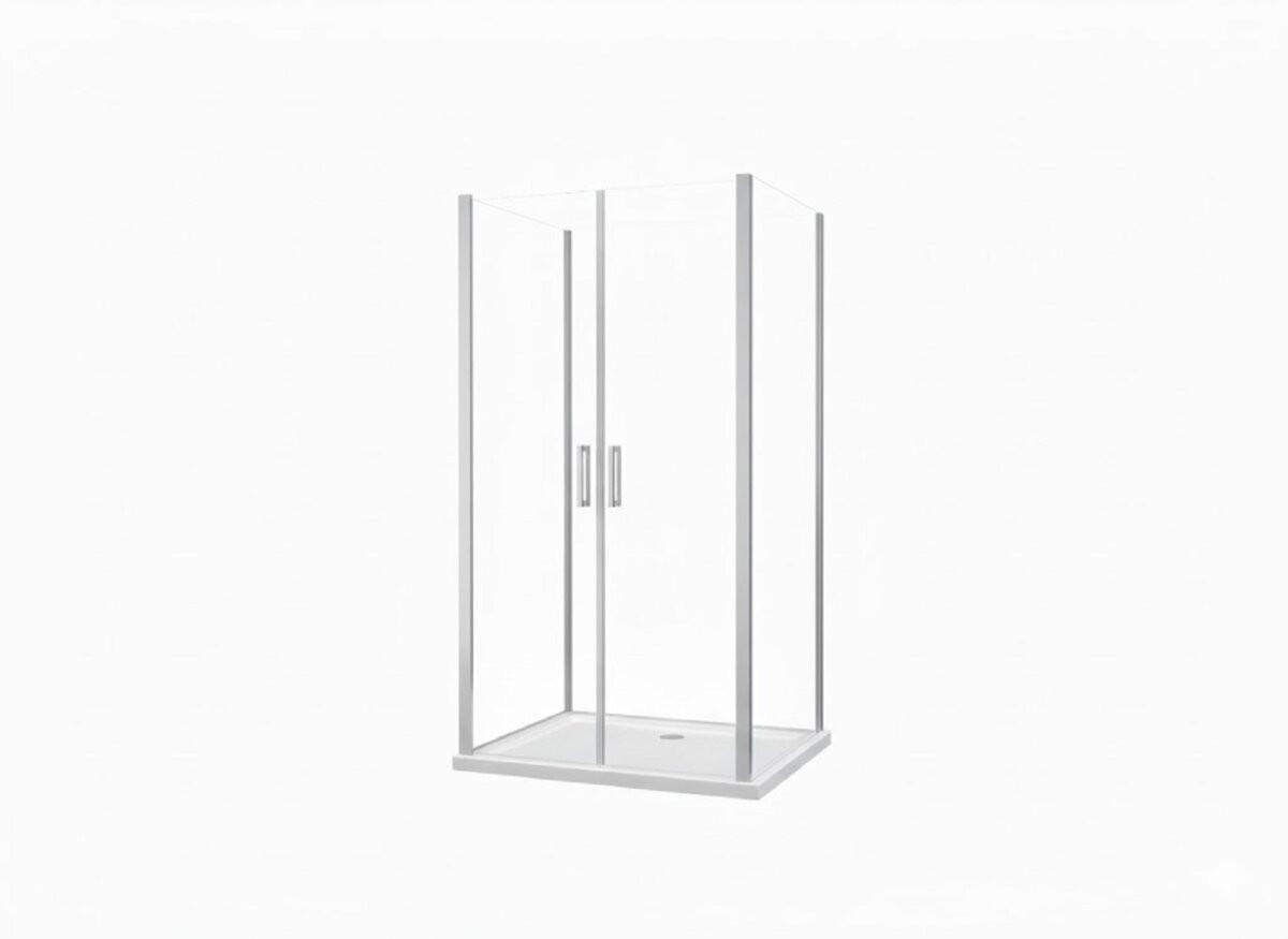 DUSCHKABINE Nora 80x80x80 cm H:195 cm U-Form Tasse+Siphon - Silberfarben, Glas (80/80/195cm) -  Glaswerk Westfalen