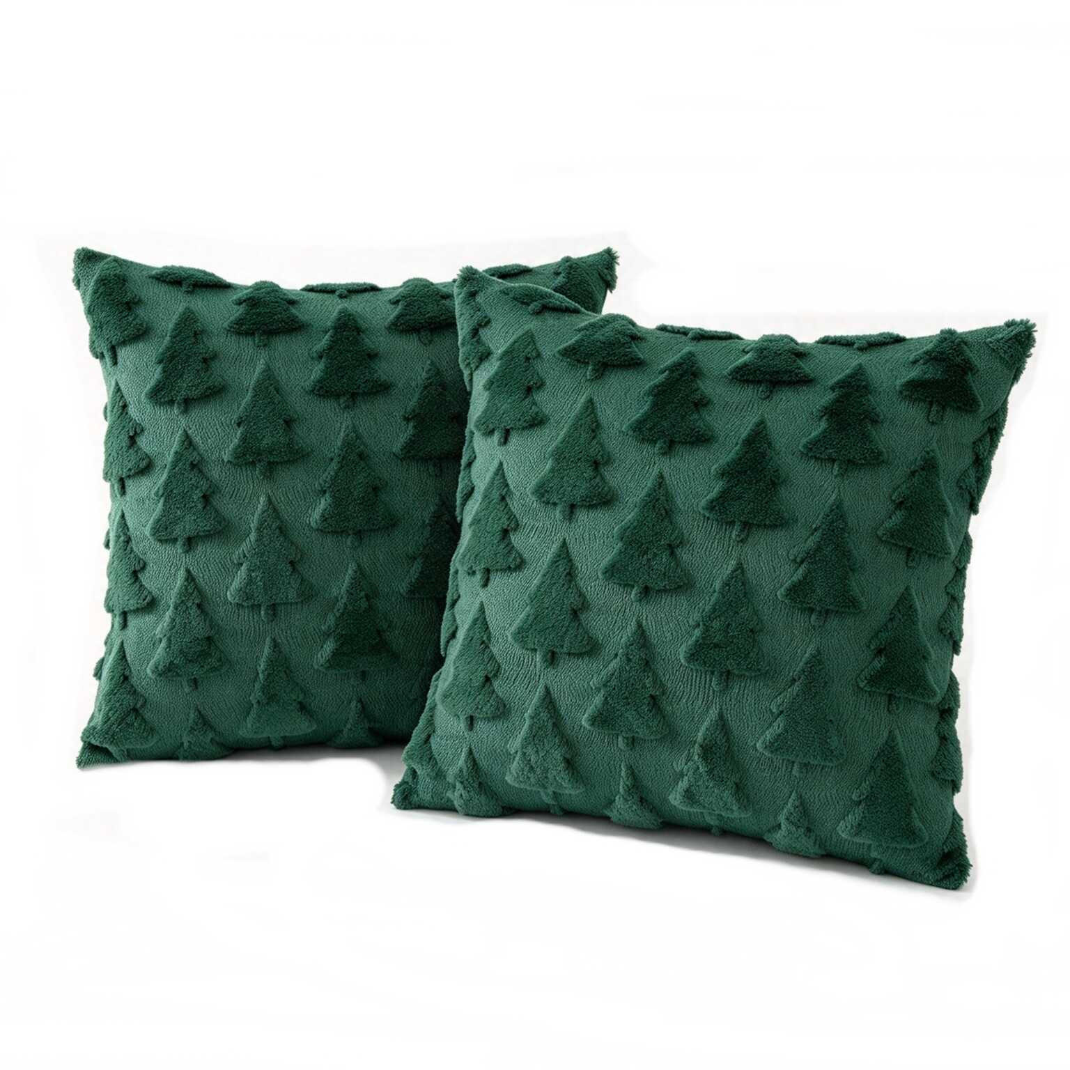 KISSENBEZUG – Weihnachtskissenbezug (Kissenfüllung nicht enthalten) – 45 x 45 cm – Grün(zwei) - Grün, Textil (45/45cm)