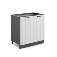 SPÜLENUNTERSCHRANK Fame-Line Weiß Landhaus 80 cm mit Regal, ohne AP - Anthrazit/Weiß, Holzwerkstoff (80/82/51.6cm) - Vicco
