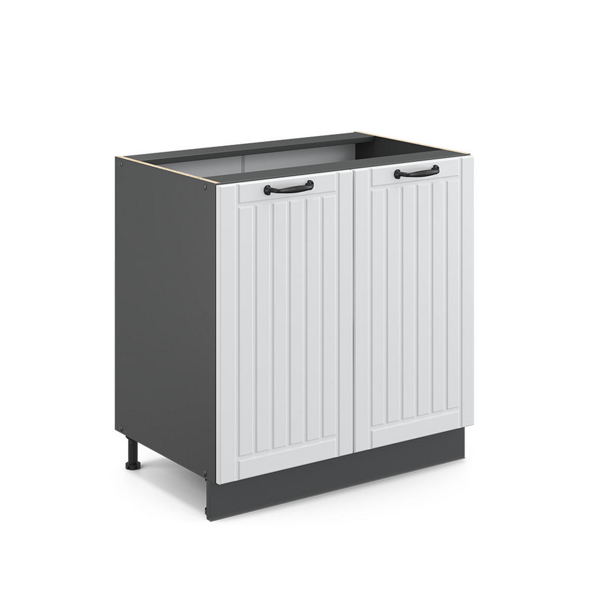 SPÜLENUNTERSCHRANK Fame-Line Weiß Landhaus 80 cm mit Regal, ohne AP - Anthrazit/Weiß, Holzwerkstoff (80/82/51.6cm) - Vicco