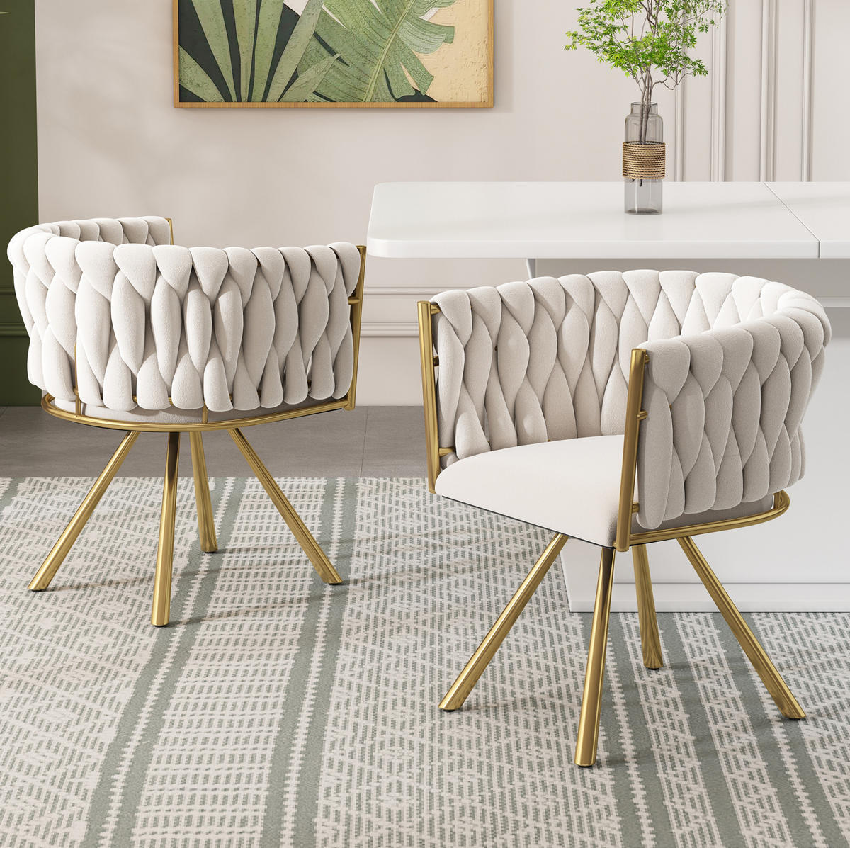 ESSZIMMERSTUHL 6er-Set drehbar Samt Beige/Gold - Beige, Metall (54/72/59.1cm) - Meubliv