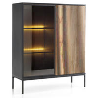 VITRINENSCHRANK 100 cm Haller, Led, Lamellen, Braun - Braun, Holz (104/126/39cm) - Emporius