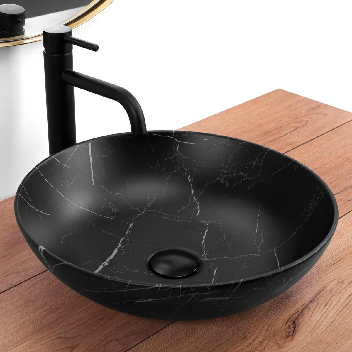 AUFSATZWASCHBECKEN Rea Fibo Black Matt - Schwarz, Keramik (40.5/12/40.5cm) - REA