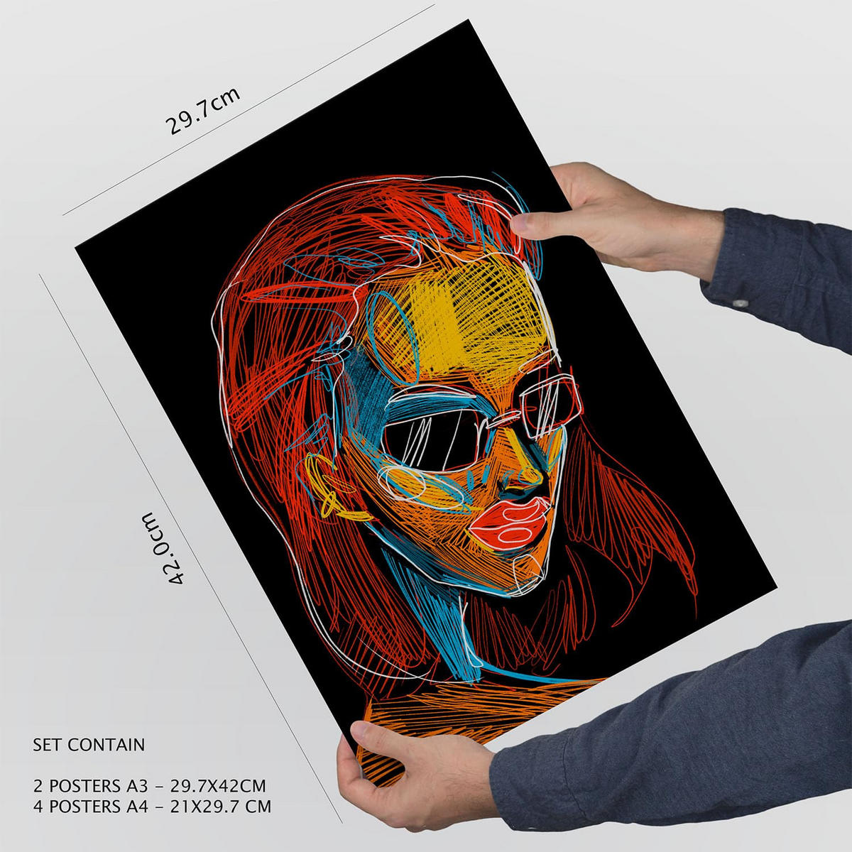 POSTER Set Mit 6 Schönheitstöne 1 In Weibliche Zusammenfassung Ästhetische Dekorative Gemälde Für Ihr Wohnzimmer Zuhause A3 & A4 Rahmenlos - Klar, Papier (29/3cm) - Nacnic
