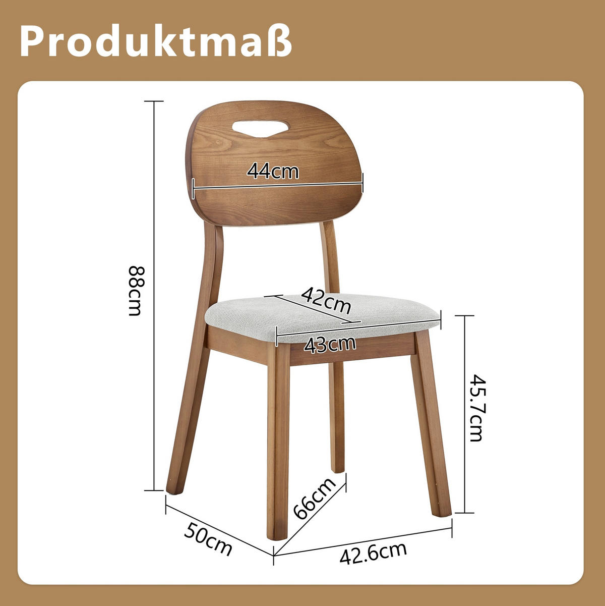 ESSZIMMERSTUHL 2er-Set mit Tragegriff Grau - Grau, Holz (44/88/50cm) - Meubliv