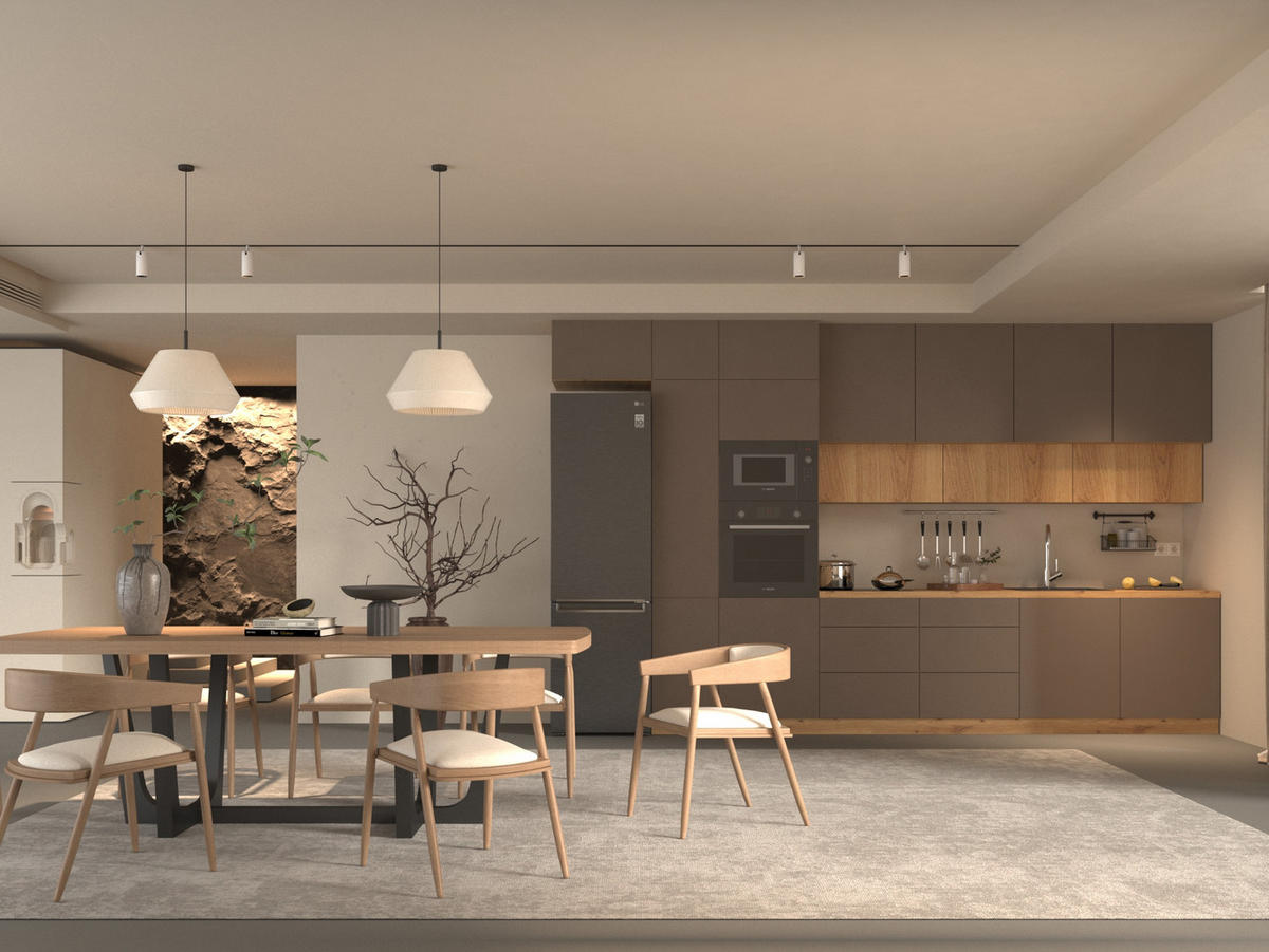 KÜCHENZEILE 400 - Langen KL4-M400 in Beige / Artisan Eiche - Beige/Eiche Artisan, Holz (400/248/58cm)