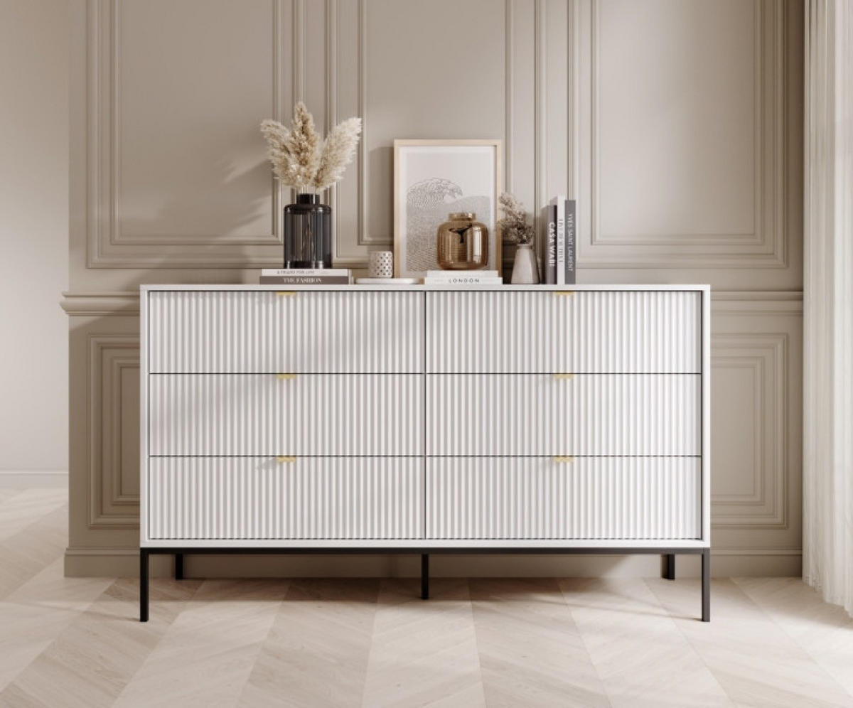 SIDEBOARD Weiß KS154 Glamour Stil Schwarz - Weiß, Holzwerkstoff (154/91/39cm) - Sepro Meble