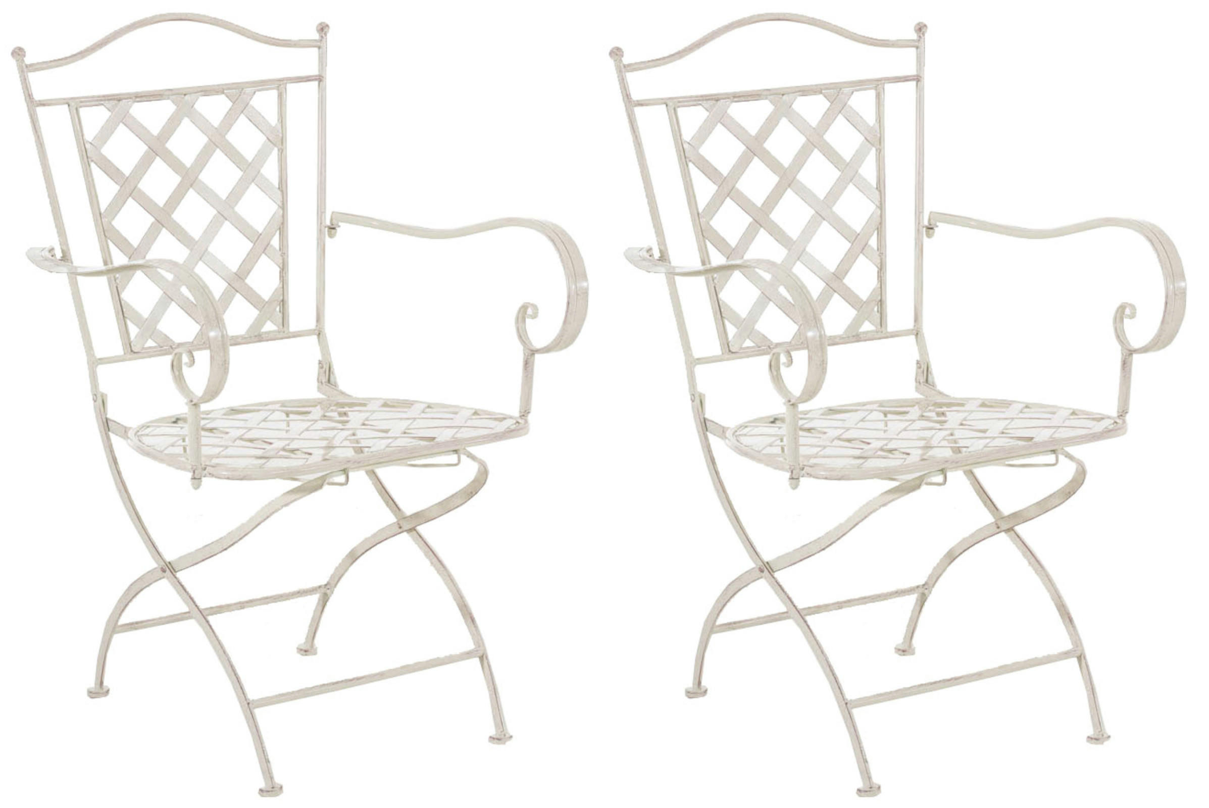 GARTENSTUHL 2er Set Metall antik-creme - Creme, Metall (56/93/51cm) - CLP