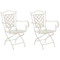 GARTENSTUHL 2er Set Metall antik-creme - Creme, Metall (56/93/51cm) - CLP