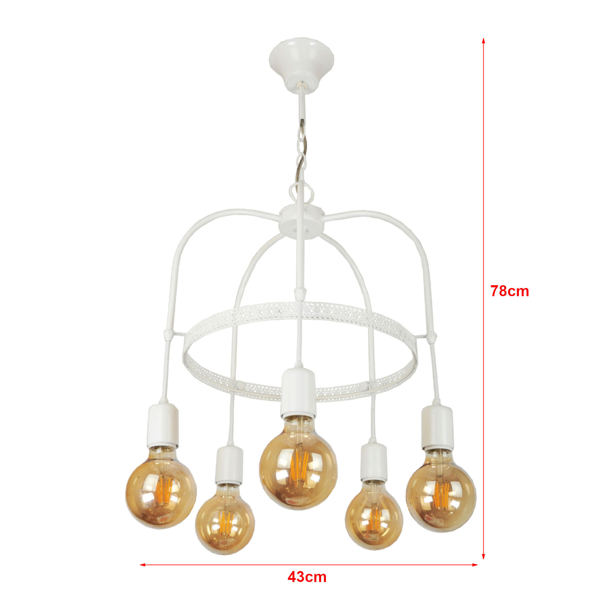 HÄNGELEUCHTE Llandudno - Weiß, Metall (43/43/78cm) - lux.pro