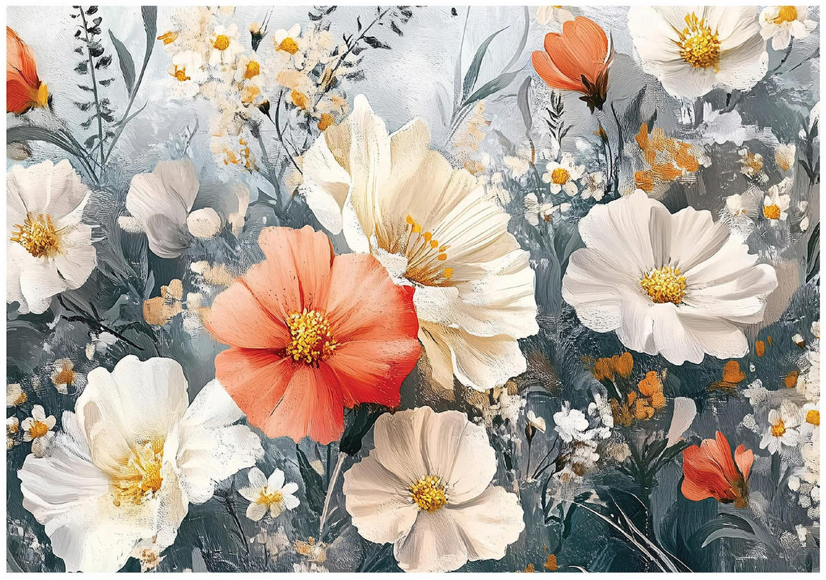 FOTOTAPETE Blumenwiese Wohnzimmer Deko Vlies Tapete 250x175 - Multicolor, Papier (250/175cm) - Wallarena