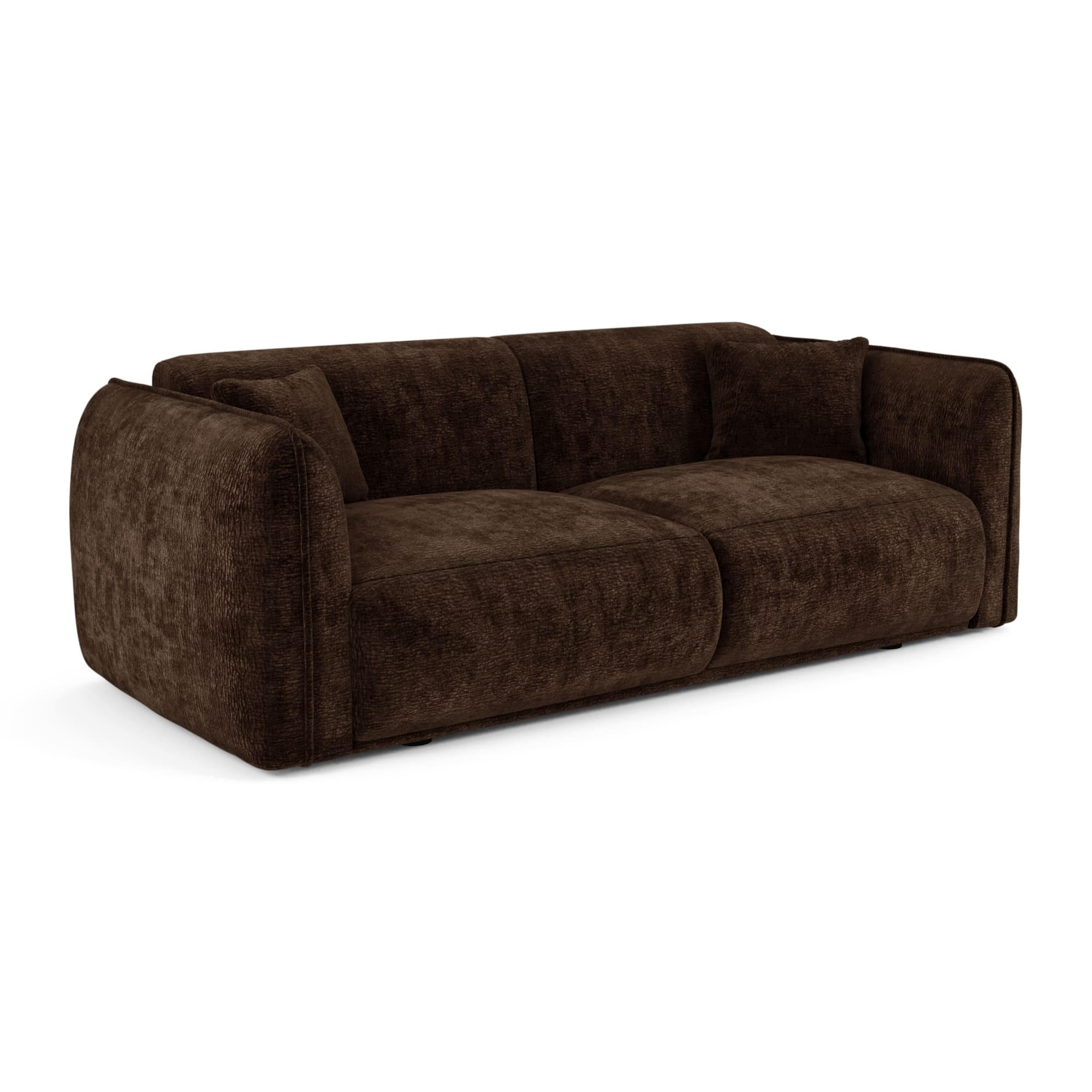 SOFA LUSH Gemusterter Samt Espressobraun 205cm - Dunkelbraun/Braun, Textil (205/72.5/90cm) - Premium Interiors