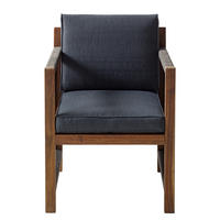 DININGSTUHL mit Armlehnen - 2er-Set - Akazie massiv / Webstoff - Braun/Grau, Holz/Textil (62/86/66cm) - home24