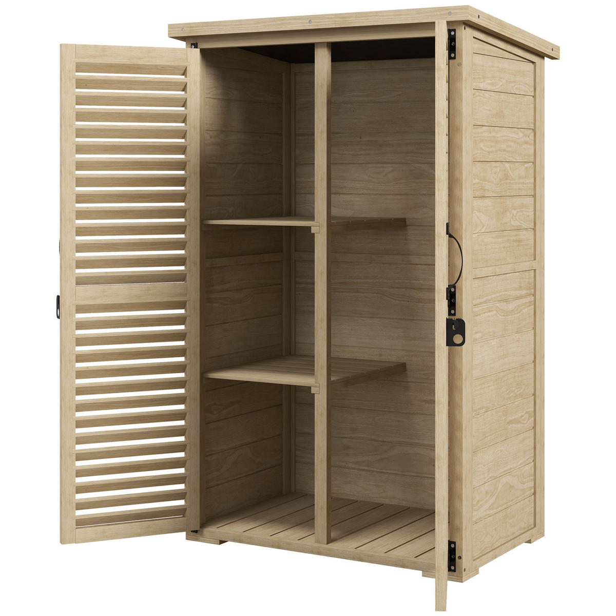 GERÄTESCHUPPEN DE-17582 2 Jalousietüren mit Bitumendach Naturholz - Naturfarben, Holz (75/118/50cm) - ComfortXL