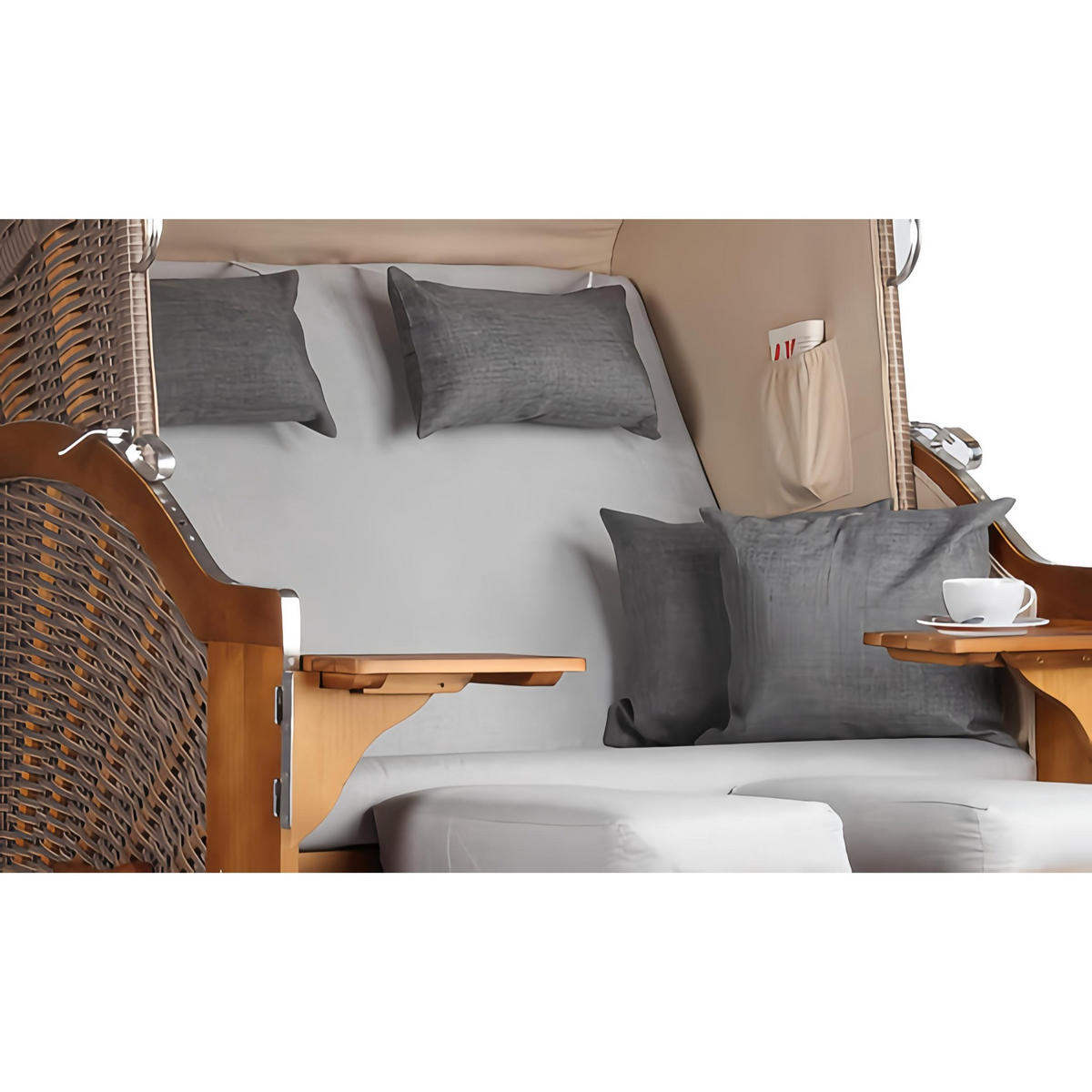 STRANDKORB Schleswig Pinie 2-Sitzer - Braun/Grau, Metall (120/160/80cm) - Mr. Deko