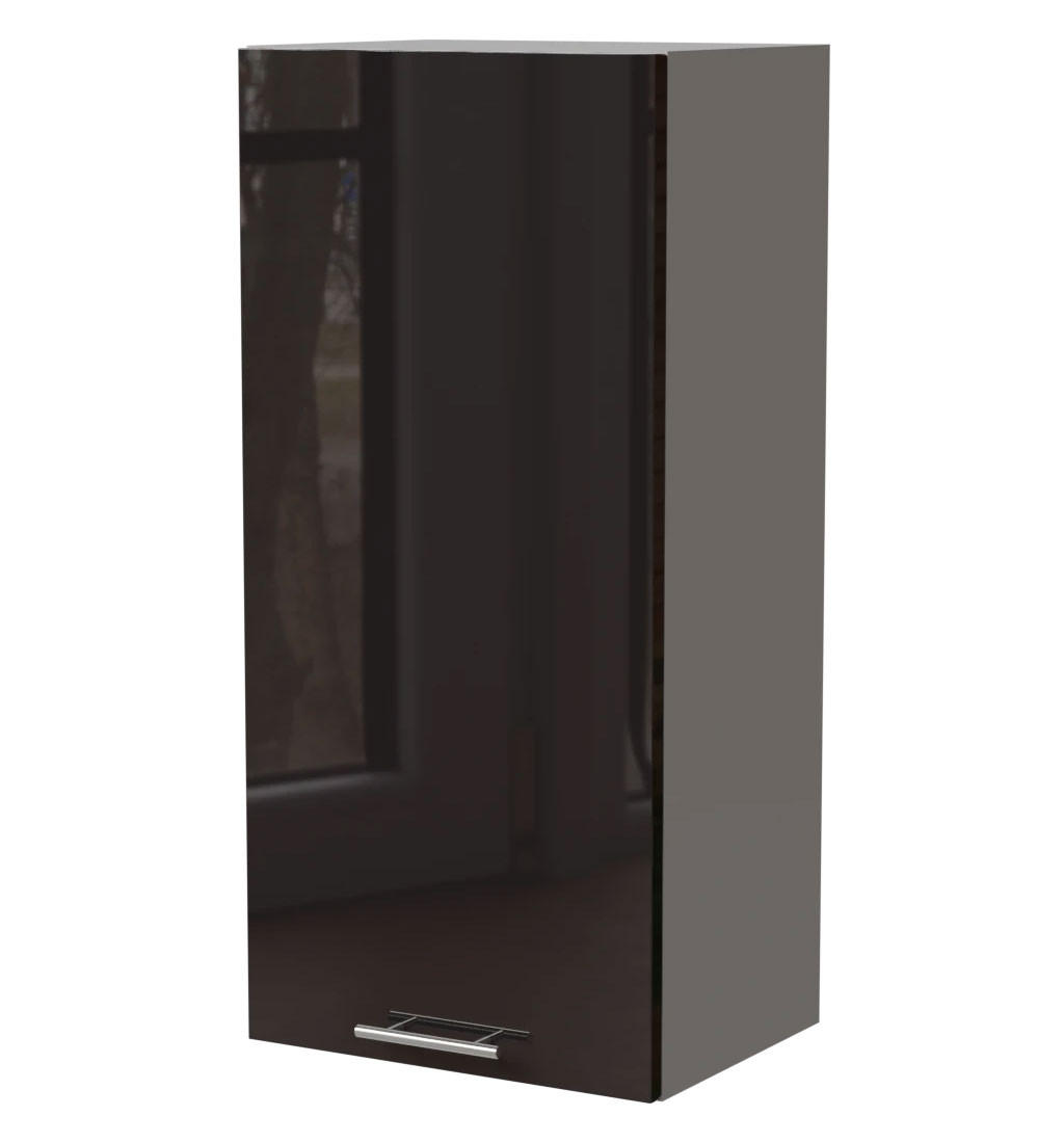 KÜCHENHÄNGESCHRANK Essen W4/45 Schwarz Hochglanz / Grau Matt 45 / 32,5 / 96cm - Schwarz Hochglanz/Schwarz, Holz/Holzwerkstoff (45/96/32.5cm) - Feldmann-Wohnen