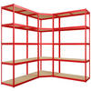 REGALSYSTEM 2 Lagerregal mit 1 Eckregal Metall rot - Rot, Metall (160/180/160cm) - CLP