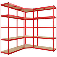 REGALSYSTEM 2 Lagerregal mit 1 Eckregal Metall rot - Rot, Metall (160/180/160cm) - CLP