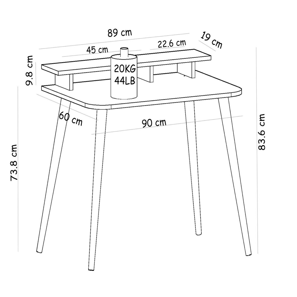 SCHREIBTISCH Östhammar - Naturfarben/Weiß, Holz/Holzwerkstoff (60/90/83.6cm) - [en.casa]