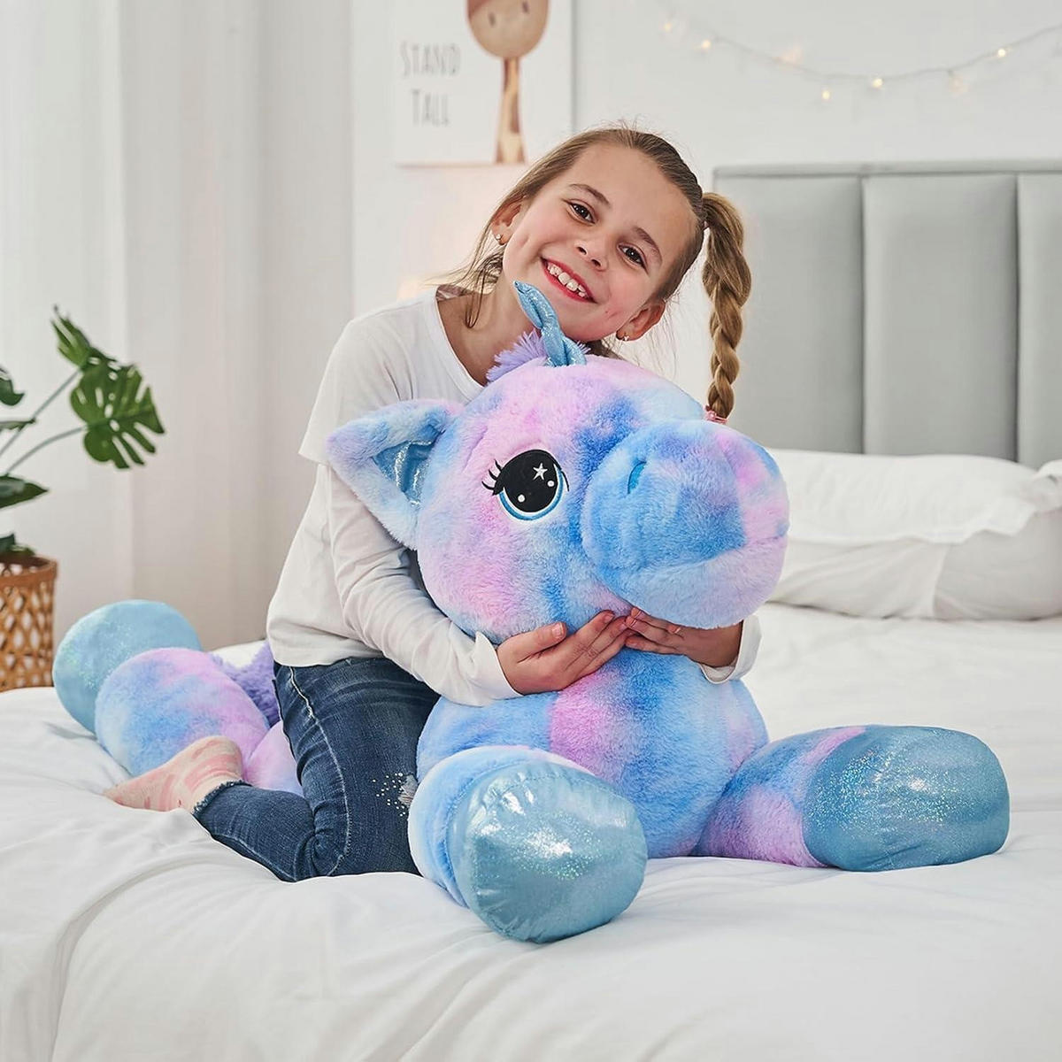 PLÜSCHTIER Einhorn 80 cm Bunt-blau - Multicolor, Textil (40/80cm)