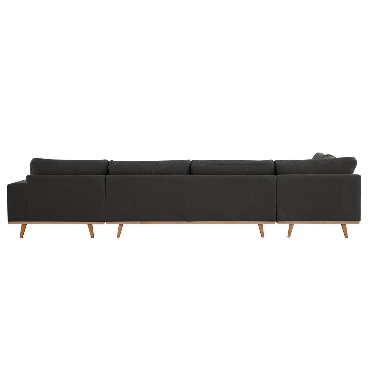 WOHNLANDSCHAFT mit Longchair - Anthrazit/Buchefarben, Buchenholz/Textil (371/81/219cm) - home24