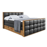 BOXSPRINGBETT mit Matratze H3|H4 und Lattenrost - LOLLI7-Z KING-120x200 - Schwarz Kunstleder - Schwarz, Holzwerkstoff (120/200cm) - ALTDECOR