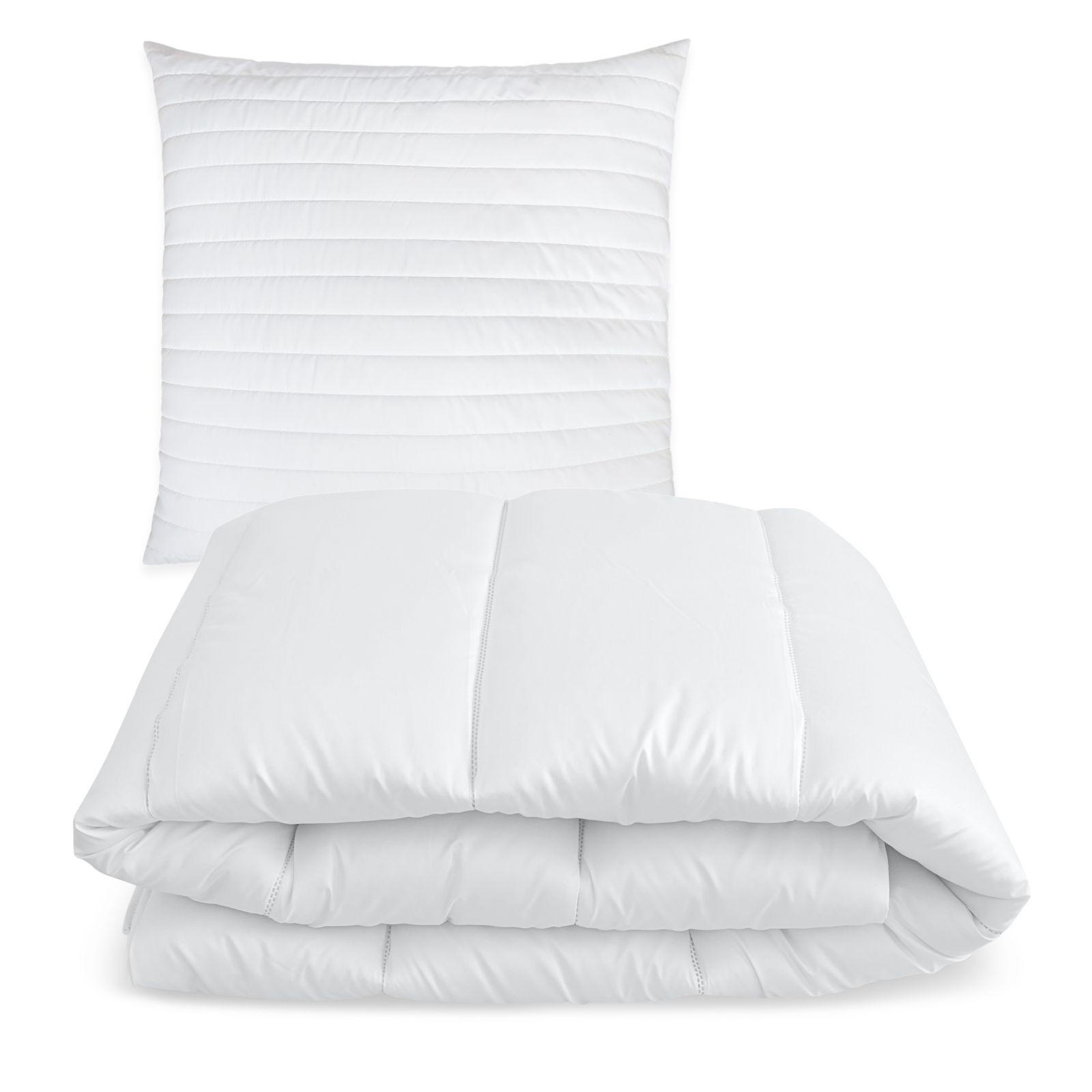 BETTENSET Bettdecke und Kopfkissen 135/200 cm Microfaser Ganzjahresdecke - Weiß, Textil (135/200cm) - wometo