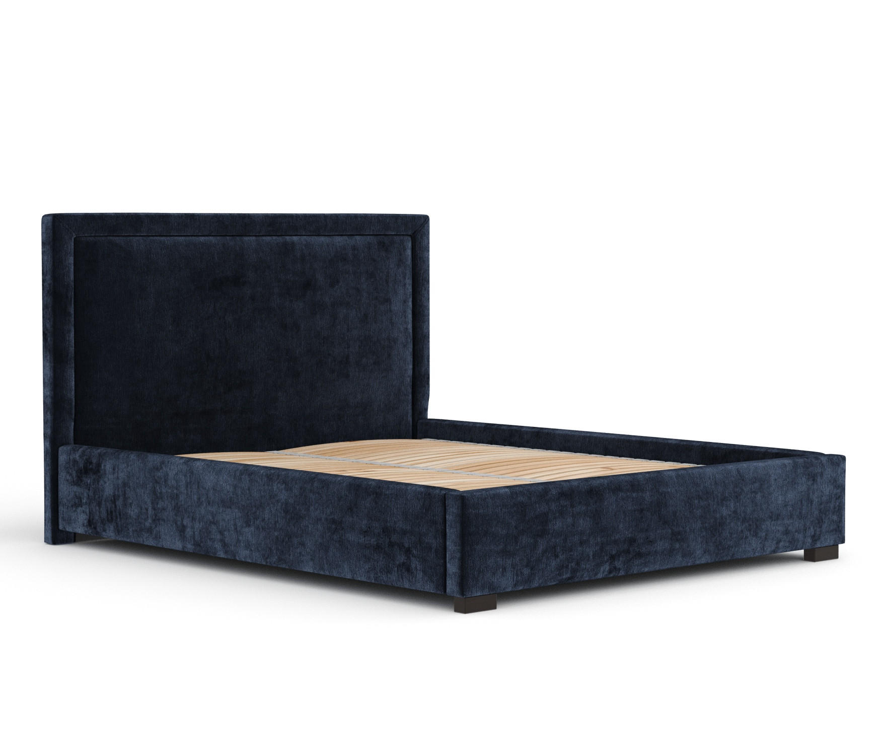 POLSTERBETT Ordina Marineblau 120/200 cm im Chenille-Stoff - Schwarz/Naturfarben, Holz/Holzwerkstoff (120/200cm) - Maison de Reve