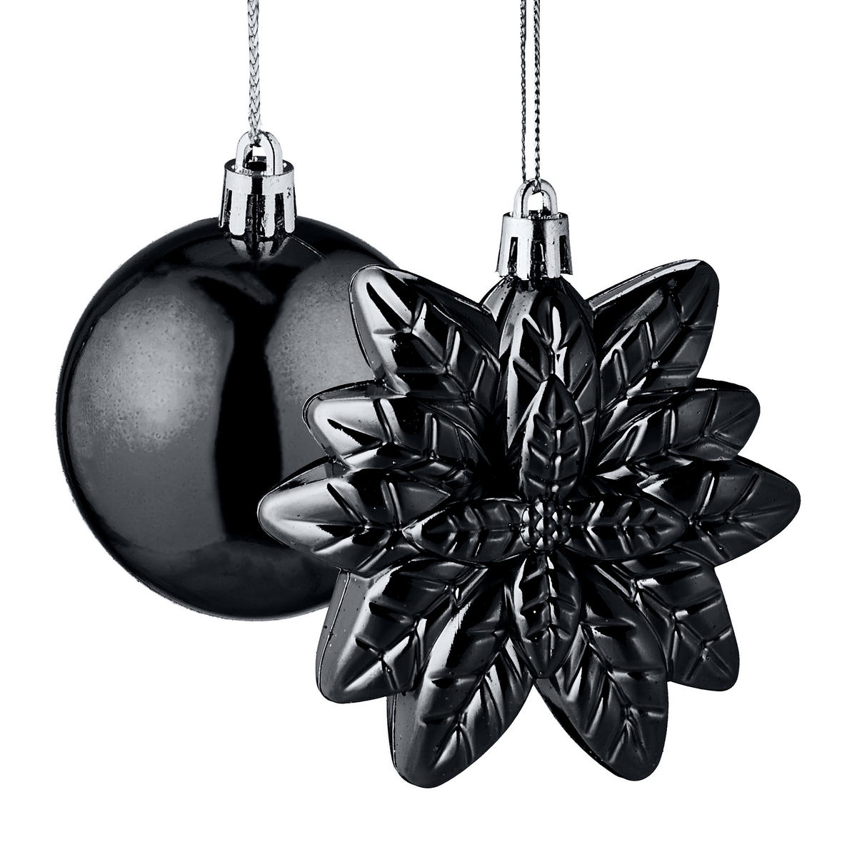100-TLG.WEIHNACHTSKUGELN-SET - Schwarz, Kunststoff (30/24/12cm) - Relaxdays